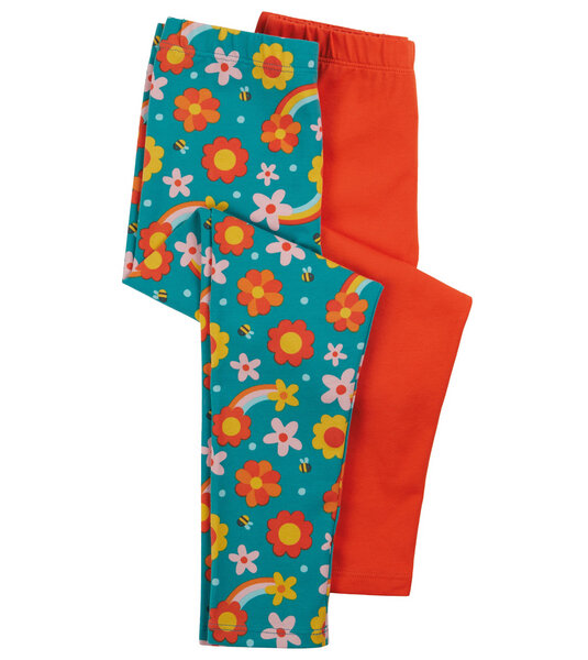 Frugi Bunte Mädchen Leggings im 2er-Pack aus Bio-Baumwolle von Frugi