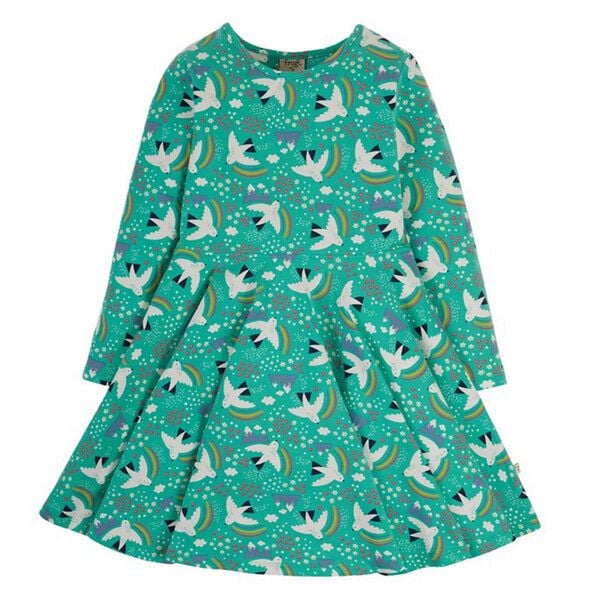 Frugi Kleid Schneehühner in türkis Skater Dress von Frugi