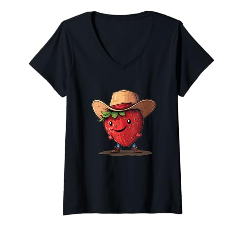 Damen Cowboyfrucht für Ranch- und Erdbeerliebhaber T-Shirt mit V-Ausschnitt Damen Cowboyfrucht für Ranch- und Erdbeerliebhaber T-Shirt mit V-Ausschnitt von Fruit Cowboy Outfit