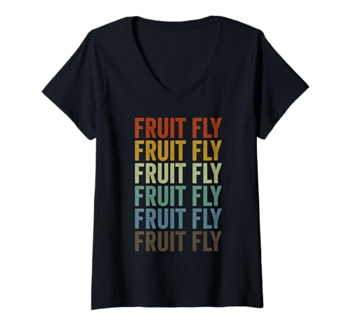 Damen Fruit Fly Retro T-Shirt mit V-Ausschnitt Damen Fruit Fly Retro T-Shirt mit V-Ausschnitt von Fruit Fly Retro Gifts
