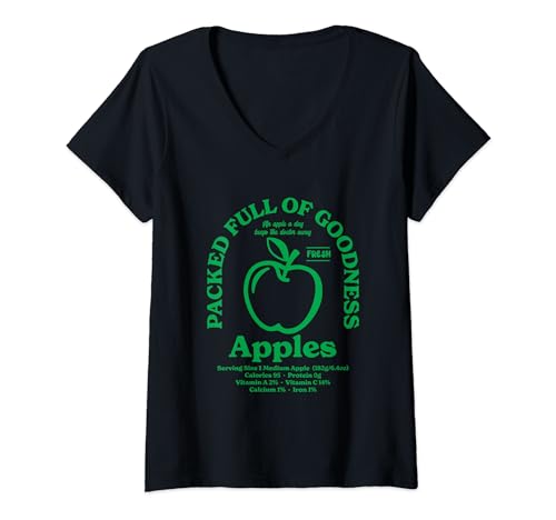 Damen Äpfel T-Shirt mit V-Ausschnitt Damen Äpfel T-Shirt mit V-Ausschnitt von Fruit Nutritional Facts