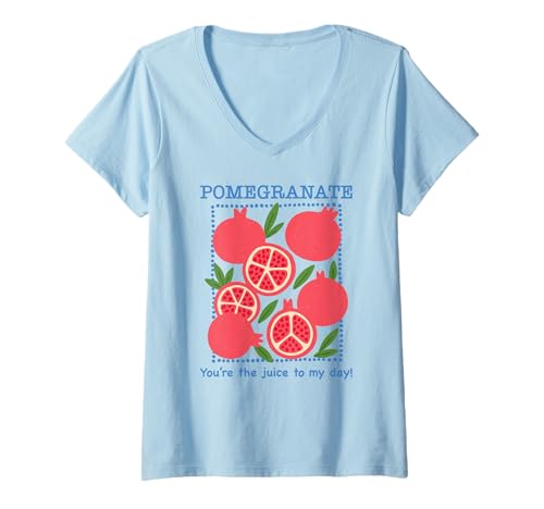 Damen Süßes Granatapfel-Fruchtspiel You're The Juice to My Day T-Shirt mit V-Ausschnitt Damen Süßes Granatapfel-Fruchtspiel You're The Juice to My Day T-Shirt mit V-Ausschnitt von Fruit Puns & Happy Produce Market Tee Collection