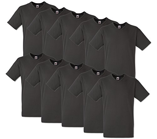 Fruit of the Loom 10 T Shirts V-Neck Weiss M L XL XXL V-Ausschnitt Diverse Farben auswählbar von Fruit of the Loom