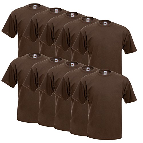 10 Fruit of the loom T Shirts Valueweight S M L XL XXL 3XL 4XL 5XL Übergröße Diverse Farbsets auswählbar (2XL, Chocolate) von Fruit of the Loom