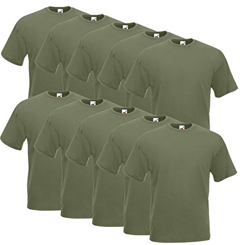 10 Fruit of the loom T Shirts Valueweight S M L XL XXL 3XL 4XL 5XL Übergröße Diverse Farbsets auswählbar (2XL, Olive) von Fruit of the Loom