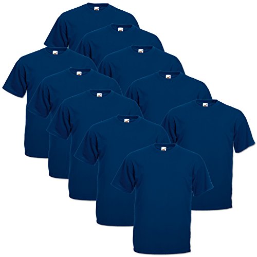 10 Fruit of the loom T Shirts Valueweight S M L XL XXL 3XL 4XL 5XL Übergröße Diverse Farbsets auswählbar (4XL, Navy) von Fruit of the Loom