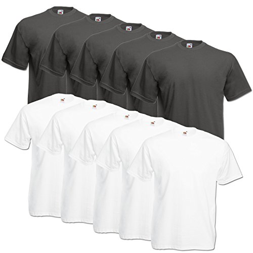 Fruit of the Loom 10 T Shirts Valueweight T Rundhals S M L XL XXL 3XL 4XL 5XL Übergröße Diverse Farbsets auswählbar von Fruit of the Loom