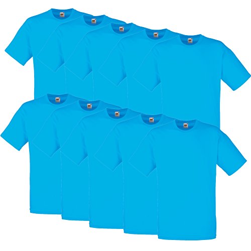 Fruit of the Loom 10er Pack Valueweight T-Shirt Größe S - 5XL T-Shirts in vielen Farben XXL / 2XL,Azure von Fruit of the Loom