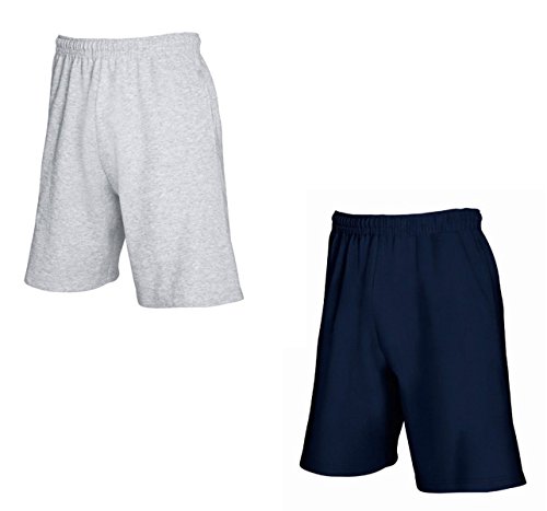 2er-Pack Fruit of The Loom Herren Kurze Sporthosen Jogginghosen Lightweight Shorts (L, Grau & Navy) von Fruit of the Loom