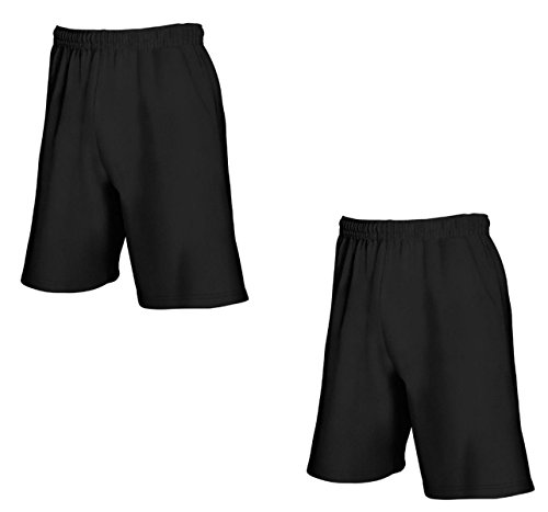 2er-Pack Fruit of The Loom Herren Kurze Sporthosen Jogginghosen Lightweight Shorts (L, Schwarz) von Fruit of the Loom