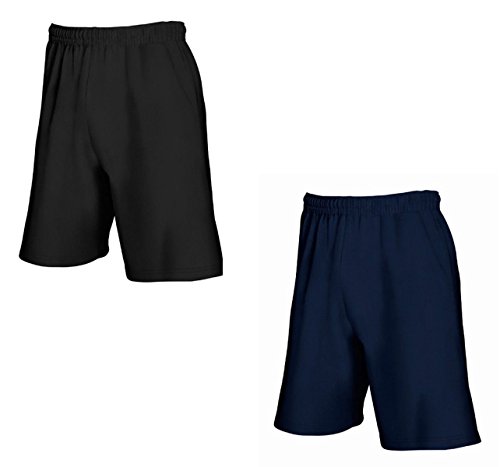 2er-Pack Fruit of The Loom Herren Kurze Sporthosen Jogginghosen Lightweight Shorts (M, Schwarz & Navy) von Fruit of the Loom