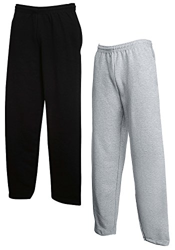 Fruit of the Loom 1er/ 2er Set Jogginghose S-M-L-XL-XXL Herren Jogpants L,1x Schwarz + 1x Grau von Fruit of the Loom