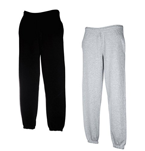 Fruit of the Loom 1er/ 2er Set Jogginghose S-M-L-XL-XXL Herren Jogpants L,1x Schwarz + 1x Grau von Fruit of the Loom