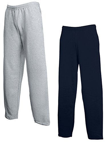 Fruit of the Loom 1er/ 2er Set Jogginghose S-M-L-XL-XXL Herren Jogpants M,1x Grau + 1x Navy von Fruit of the Loom