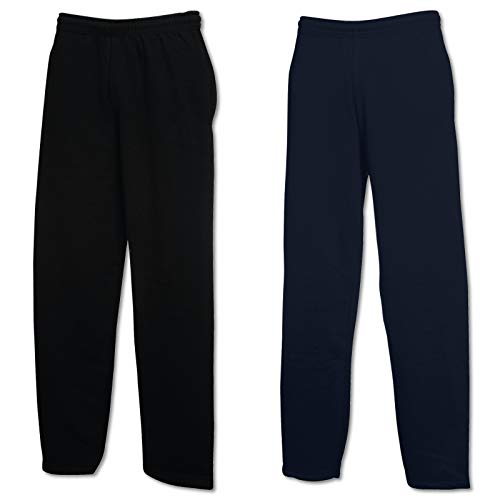 2er Set FRUIT OF THE LOOM Jogginghose S-M-L-XL-XXL Herren Jogpants S,1x Navy + 1x Schwarz von Fruit of the Loom