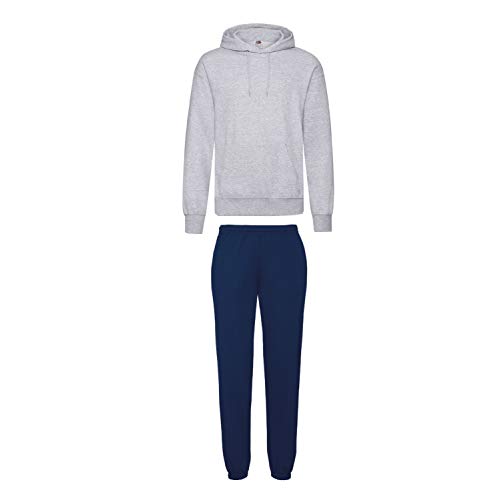 2er-Set Fruit of the Loom Hausanzug Sportanzug Jogginghose & Kapuzensweatshirt (XL, Navy & Grau) von Fruit of the Loom