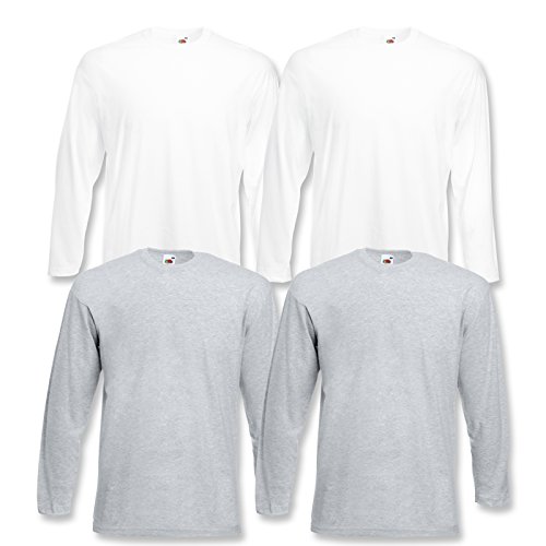 Fruit of the Loom 4 T Shirt Longsleeve M L XL XXL Langarm Verschiedene Farbsets auswählbar (M, Farbset 3) von Fruit of the Loom
