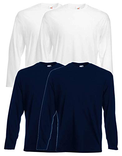 4 Fruit of the Loom T Shirt Longsleeve M L XL XXL Langarm verschiedene Farbsets auswählbar (S, Farbset 2) von Fruit of the Loom