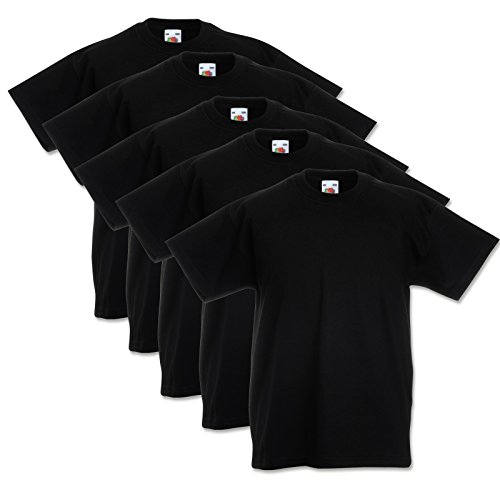 5 Fruit of the loom Kinder T-Shirts Valueweight 104 116 128 140 152 Diverse Farbsets auswählbar 100% Baumwolle, Schwarz, 128 von Fruit of the Loom