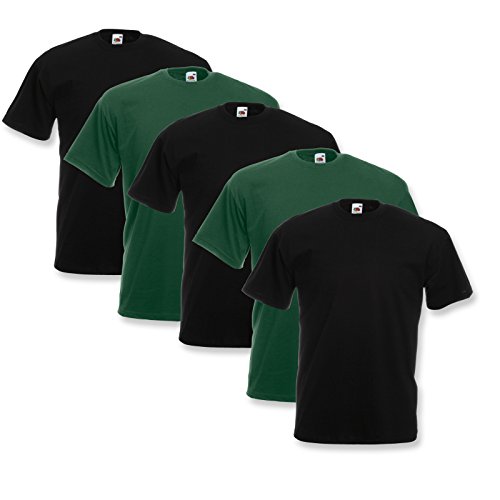 Fruit of the Loom 5 T-Shirts Valueweight S M L XL XXL XXXL 3XL Diverse Farbsets auswählbar (L, Farbset 10) von Fruit of the Loom