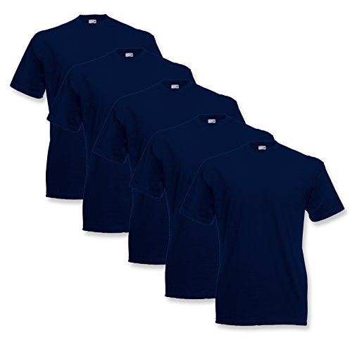 Fruit of the Loom 5 T-Shirts Valueweight S M L XL XXL XXXL 3XL Diverse Farbsets auswählbar (XXL, Deep Navy) von Fruit of the Loom