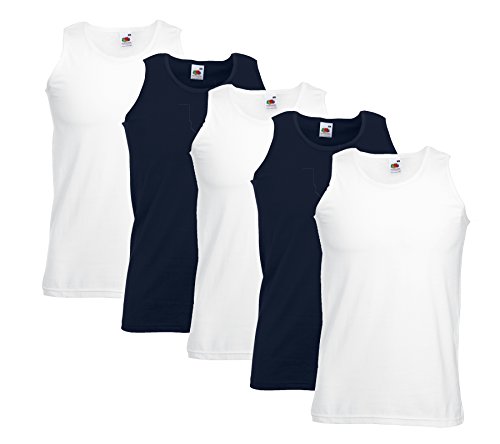Fruit of the Loom 5er T Shirt Athletic MUSKELSHIRT M L XL XXL 3XL 4XL UNTERHEMD Tank TOP (XXL, Farbset 1) von Fruit of the Loom