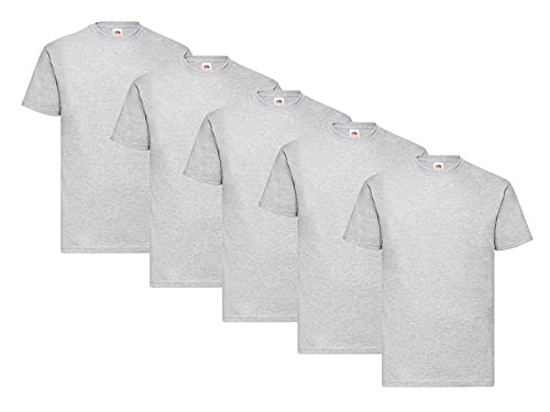 5er Pack T-Shirt Valueweight T -, 5X Grau + 1 HL Kauf Notizblock, Größe XXL von Fruit of the Loom