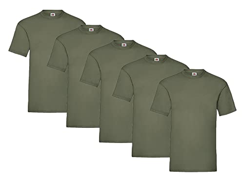 5er Pack T-Shirt Valueweight T -, 5X Olive + 1 HL Kauf Notizblock, Größe M von Fruit of the Loom