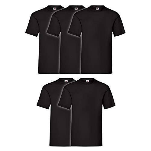 5er Pack T-Shirt Valueweight T - Farbe:deep Black, Größe:L von Fruit of the Loom