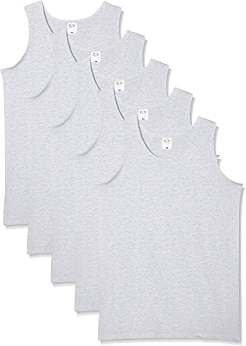 Herren-Achselshirts der Marke Fruit of the Loom, Tanktop, T-Shirt, in allen Größen und Farben erhältlich, 5 Stück Gr. S/ 89 cm- 94 cm, 5 x Heather Grey von Fruit of the Loom