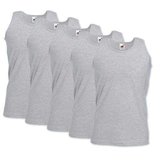 Fruit of the Loom Herren-Achselshirts der Marke, Tanktop, T-Shirt, in Allen Größen und Farben erhältlich, 5 Stück Gr. XXL/ 119 cm- 124 cm, 5 x Heather Grey von Fruit of the Loom