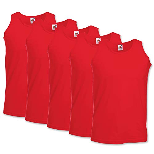 Fruit of the Loom Herren-Achselshirts der Marke, Tanktop, T-Shirt, in Allen Größen und Farben erhältlich, 5 Stück Gr. M / 96,52 cm-101,60 cm, 5 x Red von Fruit of the Loom