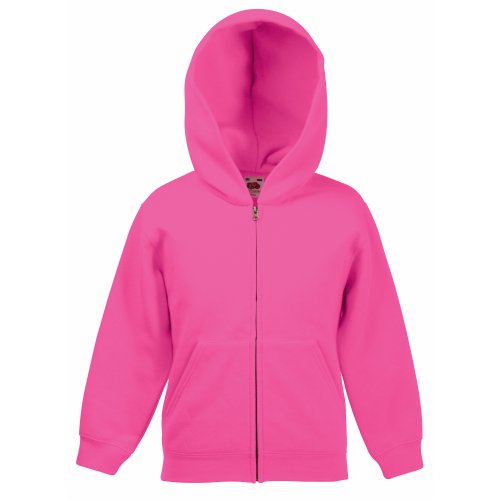 Fruit of the Loom - Offenes Sweatshirt mit Kapuze - Junge, fuchsia, 9-11 Jahre von Fruit of the Loom