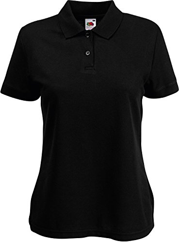 Damen Lady-Fit Poloshirt 65/35 XS S M L XL XXL verschiedne Größen von Fruit of the Loom M,Schwarz von Fruit of the Loom