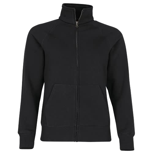 Damen Sweatjacke Stehkragen Sweatshirt Hoodie Pullover Shirt verschiedene Größe und Farben - Shirtarena Bündel M,Schwarz von Fruit of the Loom