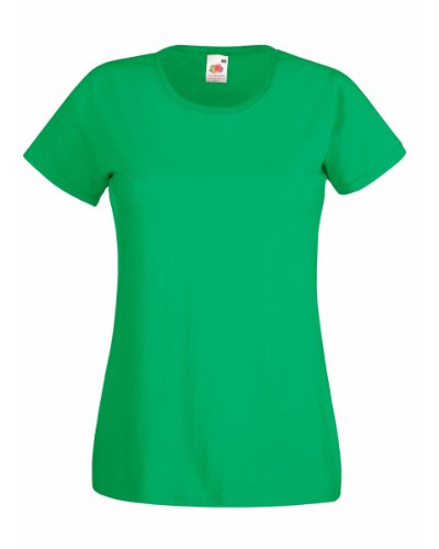 FOTL Lady Fit Valueweight T Shirt Colour=Kelly Grün Größe=S von Fruit of the Loom