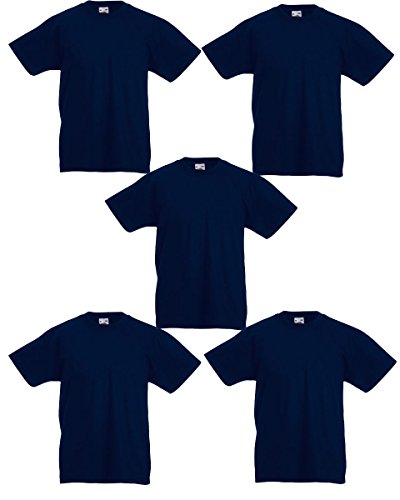 FotL Original Kinder-T-Shirt für Jungen und Mädchen, 5 Stück, navy, 12-13 Jahre von Fruit of the Loom