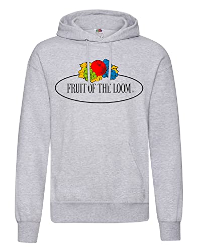 Fruit Of The Loom 12208A Vintage Hooded Sweatshirt mit großem Logo, grau meliert, XXL von Fruit of the Loom