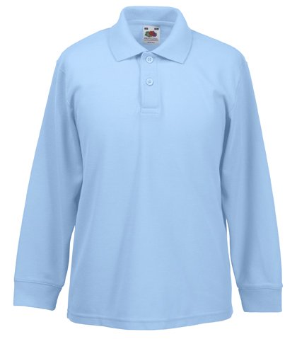 Fruit Of The Loom 63201 Kids Long Sleeve Childrens 65/35 Pique Polo Shirt - Sky Blue - Age 12-13 von Fruit of the Loom