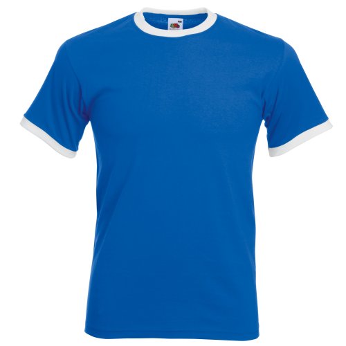 Fruit Of The Loom Herren T-Shirt Short Sleeve Gr. L, Realblu / Bianco von Fruit of the Loom