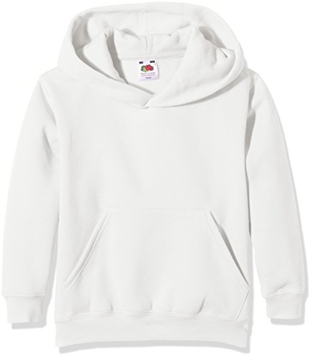 Fruit Of The Loom Unisex Kinder Kapuzenpullover Premium, Weiß (White), 7-8 Jahre (Herstellergröße: 30) von Fruit of the Loom