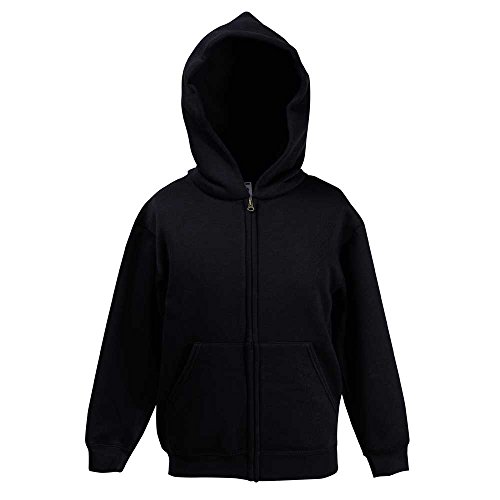 Fruit Of The Loom Kids Hooded Zip Up Sweat Jacket, Schwarz - Schwarz, 78 von Fruit of the Loom