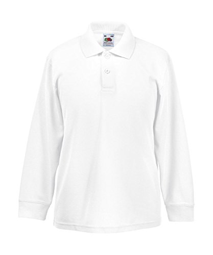 Fruit Of The Loom Kinder Poloshirt 65/35 Langarm 140,White von Fruit of the Loom