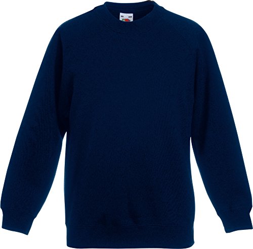 Fruit Of The Loom Kinder Sweatshirt mit eingesetzten Ärmeln, Gr. 14-15, Marineblau von Fruit of the Loom