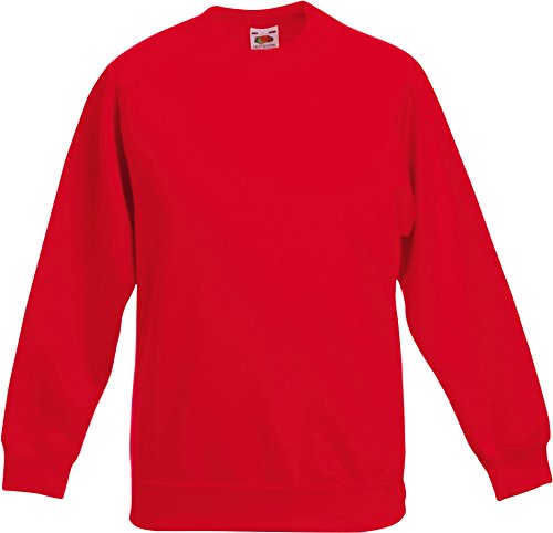 Fruit Of The Loom Kinder-Sweatshirt mit eingesetzten Ärmeln, Gr. 40-48, Rot von Fruit of the Loom