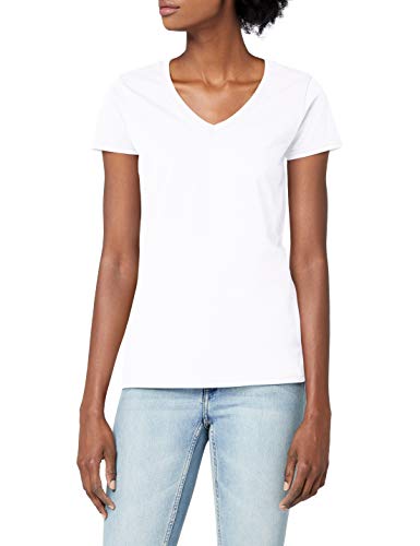 Fruit of The Loom Damen T-Shirt Valueweight V-Neck T Lady-Fit 61-398-0 White XS von Fruit of the Loom