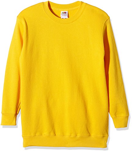 Fruit of the Loom Jungen Regular Fit Sweatshirt, Gelb (Sonnenblumengelb 34), Gr. 128 CM (Herstellergröße: 7/8 Jahre ) von Fruit of the Loom