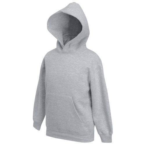 Unisex-Kapuzen-Sweatshirt/Hoodie für Kinder von Fruit of the Loom Gr. 12 Jahre, grau meliert von Fruit of the Loom