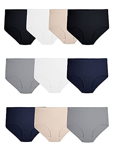 Fruit of The Loom Women's Tag Free Cotton Brief Panties (Regular & Plus Size), Plus Brief-10 Pack-Assorted Colors, 12 von Fruit of the Loom