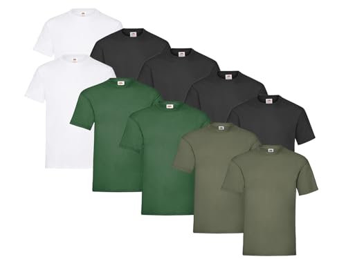 Fruit of the Loom 10 T Shirts Heavy Cotton M L XL XXL Diverse Farben auswählbar, Farbe:4X Schwarz + 2X Weiss + 2X Olive + 2X FL.Grün + 1 HL Kauf Notizblock, Größe:XL Fruit of the Loom 10 T Shirts Heavy Cotton M L XL XXL Diverse Farben auswählbar, Farbe:4X Schwarz + 2X Weiss + 2X Olive + 2X FL.Grün + 1 HL Kauf Notizblock, Größe:XL von Fruit of the Loom